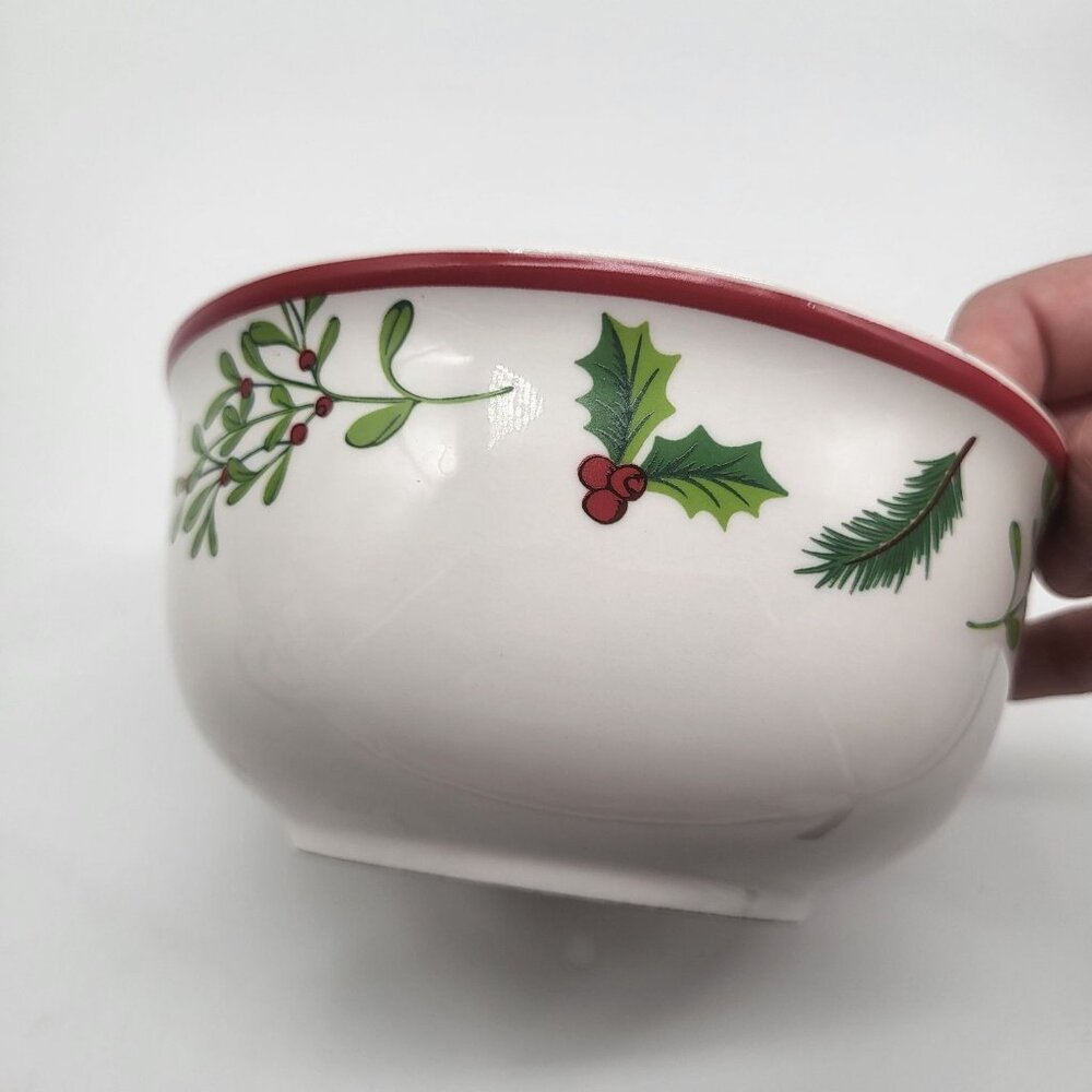 Set of 4 Royal Norfolk Holly Berry Christmas Holiday Cereal Soup Bowls - Picture 5 of 12